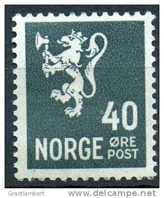 Norway 1937 Lion 40 Ore Grey Mint No Gum  SG 292 - Unused Stamps