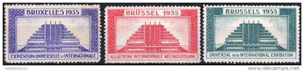 EXPO Brussels 1935 - 3 Vignettes (MNG) - 1935 – Brussels (Belgium)