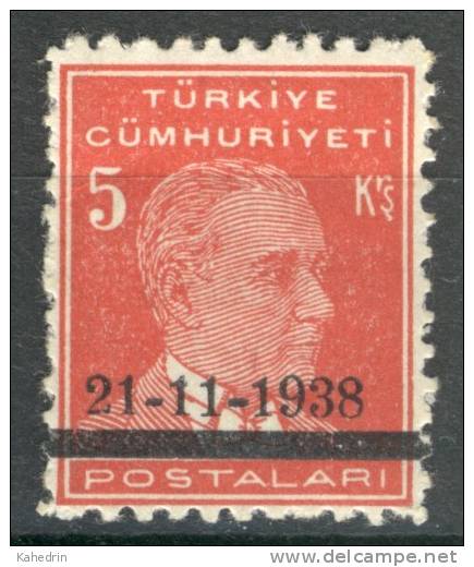 Turkey/Turquie/Türkei 1938, Kemal Atatürk  With Overprint *, MLH - Nuovi