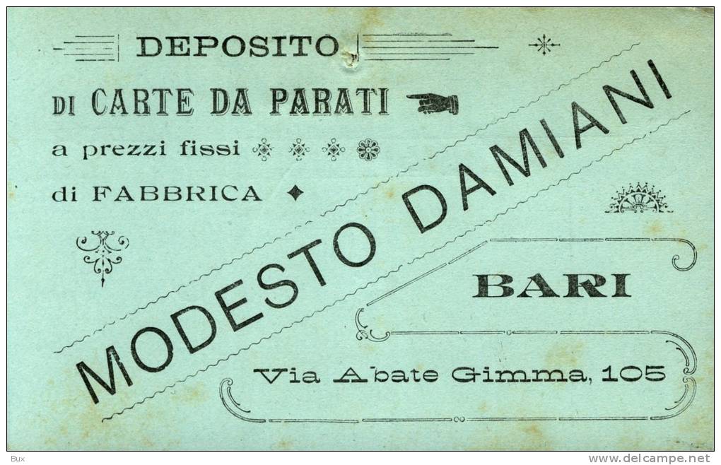 DAMIANI CARTE DA PARATI   BARI COMMERCIO   VIAGGIATA  COME DA FOTO FORMATO PICCOLO PICCOLI FORI DI ARCHIVIO - Marchands