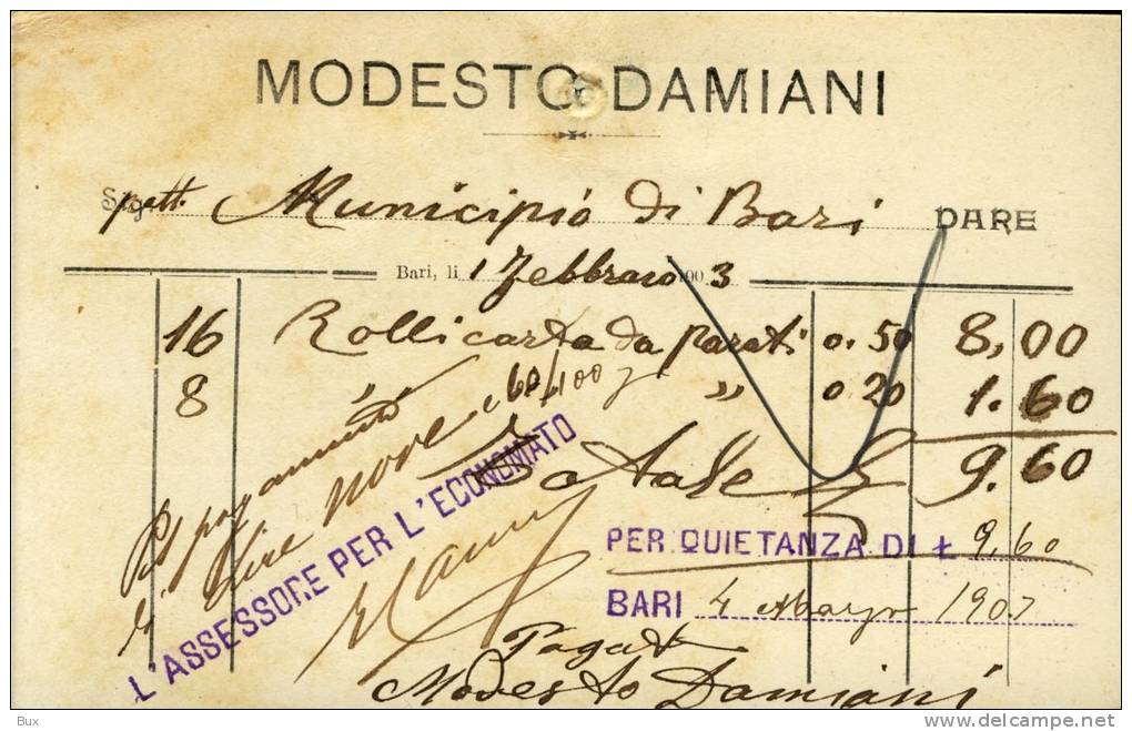 DAMIANI CARTE DA PARATI   BARI COMMERCIO   VIAGGIATA  COME DA FOTO FORMATO PICCOLO PICCOLI FORI DI ARCHIVIO - Shopkeepers