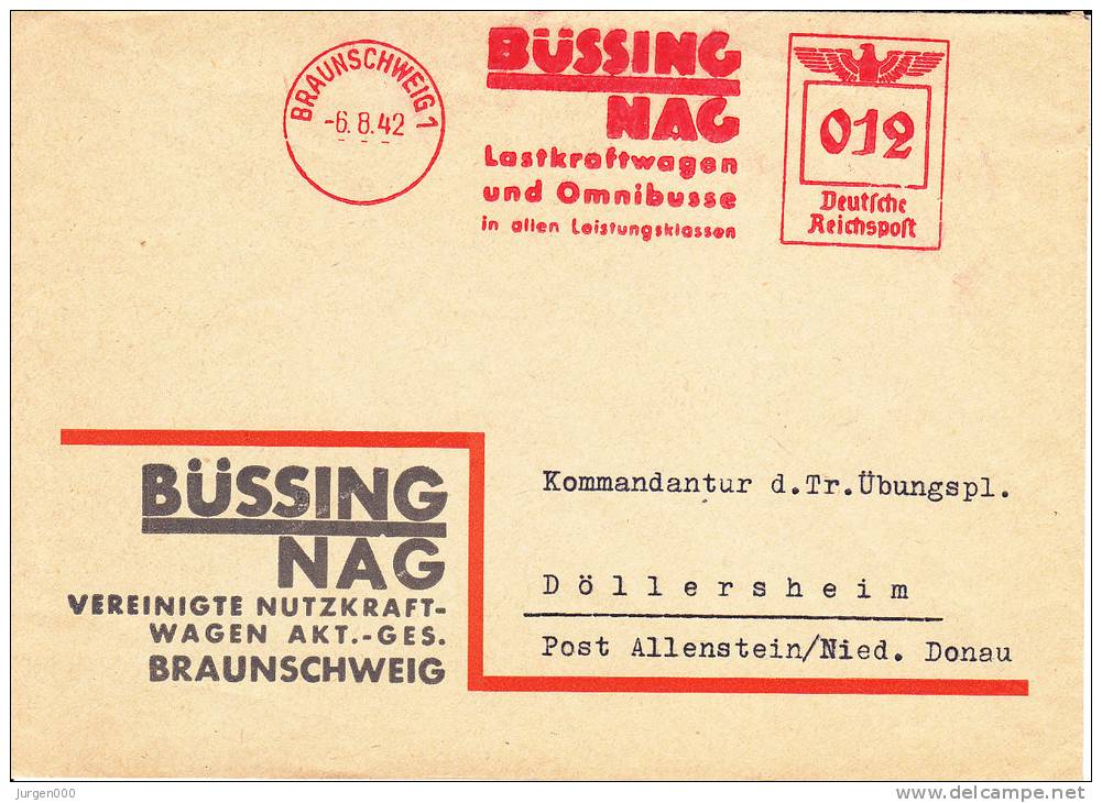 Duitse Rijk, 1942, Büssing Nag, Vereinigte Nutzkraftwagen Akt.-Ges., Lastkraftwagen Und Omnibusse (4695) - Bus