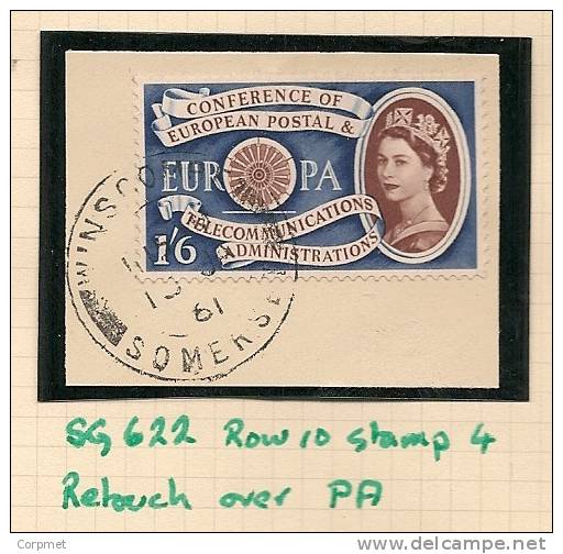 UK - Variety  SG 622 RETOUCH Over PA (Row 10 Stamp 4) - USED On Piece - Not Listed -  Spec. Cat. Volume 3 - Page 217 - Errors, Freaks & Oddities (EFOs