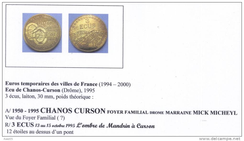 Euros Temporaires : Ecu De Chanos-Curson (Drôme-26), Dauphiné - France