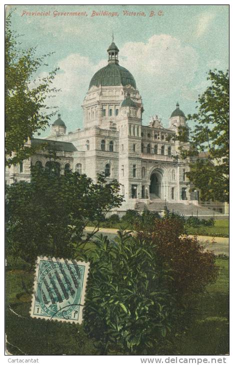 BRITISH COLUMBIA - VICTORIA. PROVINCIAL GOVERNMENT BUILDING. CARTOLINA DI INIZI '900 - Victoria