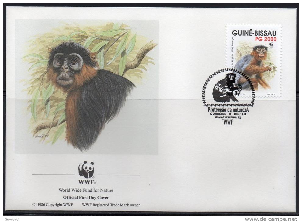 WWF - 1992 - Guinée-Bissau - Colobe Bai D'Afrique Occidentale - FDC 1 Carte + 1 Lettre - Other & Unclassified