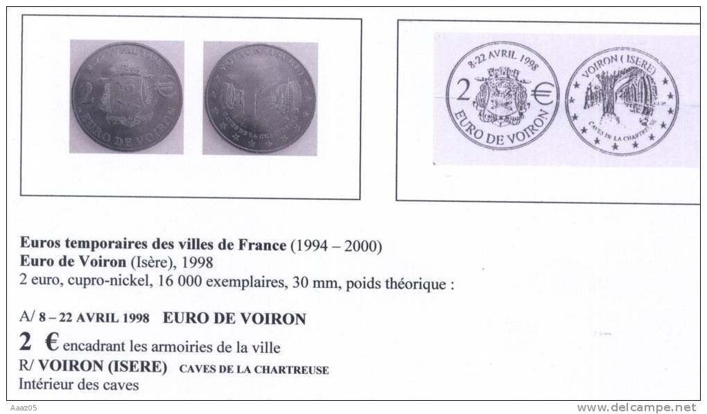 Euros Temporaires : Euro De Voiron (Isère-38), Dauphiné - France