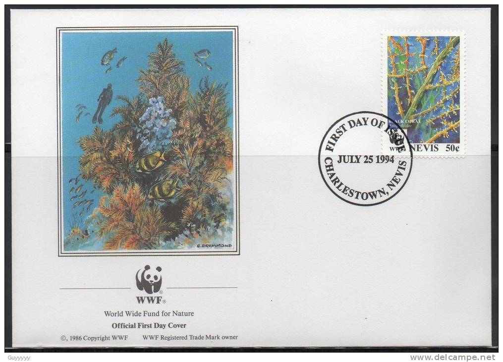 WWF - 1994 - Nevis - Coraux Noirs - FDC 1 Carte + 1 Lettre - Andere & Zonder Classificatie