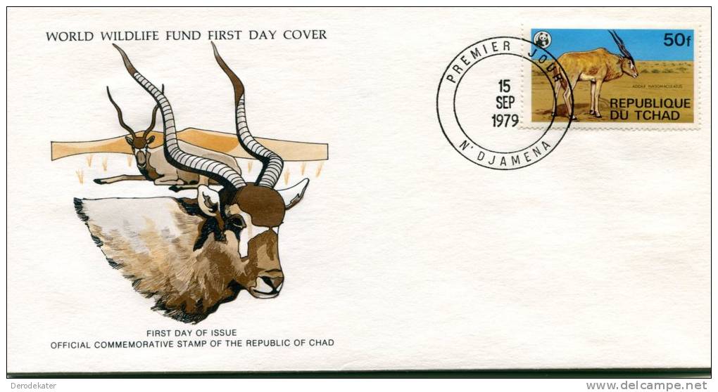 Republique Du Tchad 1979. Addax Nasomaculatus.Mendes Antilope. Antelope. FDC WWF Fauna. Good! - Gibier