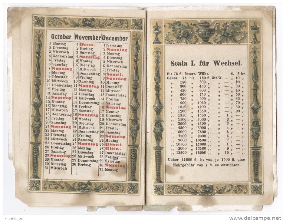 CALENDARS - Lotterie Kalender, Hotel FORTUNA, Litho, 1883. Complete - Tamaño Pequeño : ...-1900