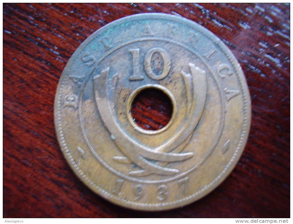 BRITISH EAST AFRICA USED TEN CENT COIN BRONZE Of 1937 (KN) - Colonia Británica