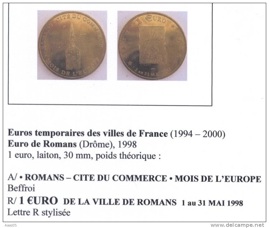 Euros Temporaires : Euro De Romans (Drôme-26), Dauphiné - France