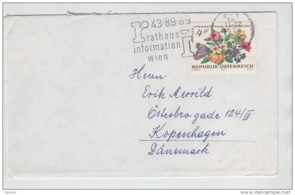 Austria Cover Sent To Denmark 11-12-1974 FLOWERS On The Stamp - Briefe U. Dokumente