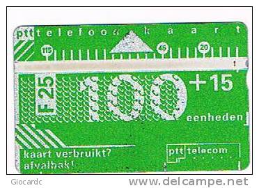 OLANDA (NETHERLANDS) -  PTT TELECOM  L&G -   1991     100 + 15   F. 25 (CODE 103E)   -  USED ° - RIF. 4896 - Openbaar