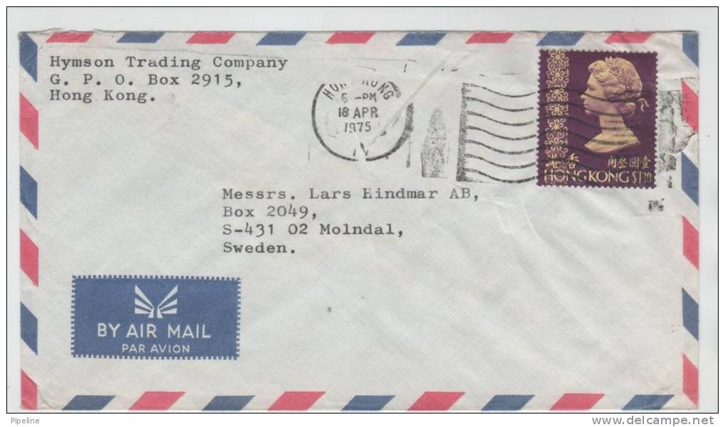 Hong Kong Air Mail Cover Sent To Sweden 18-4-1975 - Briefe U. Dokumente