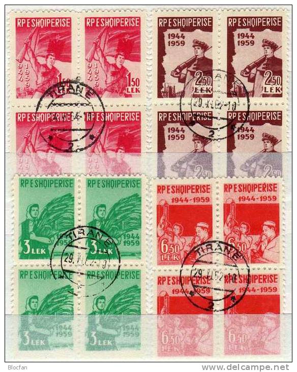 Jahrestag Befreiung 1959 Albanien 582/5 Als 4-Block O 48€ Soldat Bergmann Bauer Wissenschaft History Sheet Of Shqiperia - Polizei - Gendarmerie