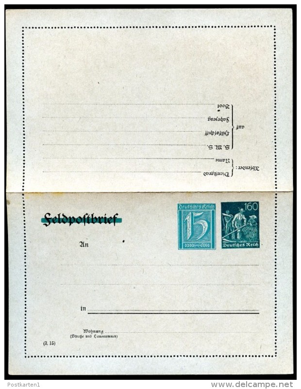 DR  PK23 / E2  Privat-Kartenbrief  MARINE ** 1922  Kat. 12,00 € - Sonstige & Ohne Zuordnung