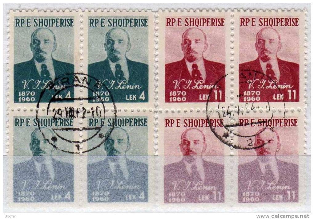 100.Geburtstag Revolutionär Lenin 1960 Albanien 597/8 4-Block 10€ Porträt Des USSR-Politiker History Sheet Of Shqiperia - Guerre Mondiale (Première)