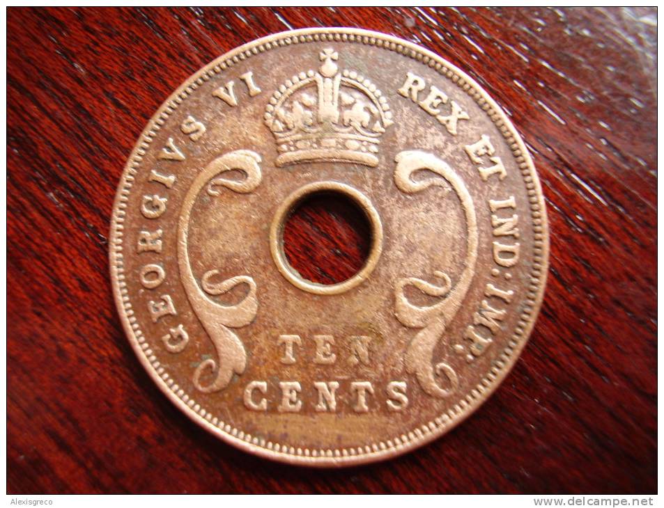 BRITISH EAST AFRICA USED TEN CENT COIN BRONZE Of 1942 - British Colony