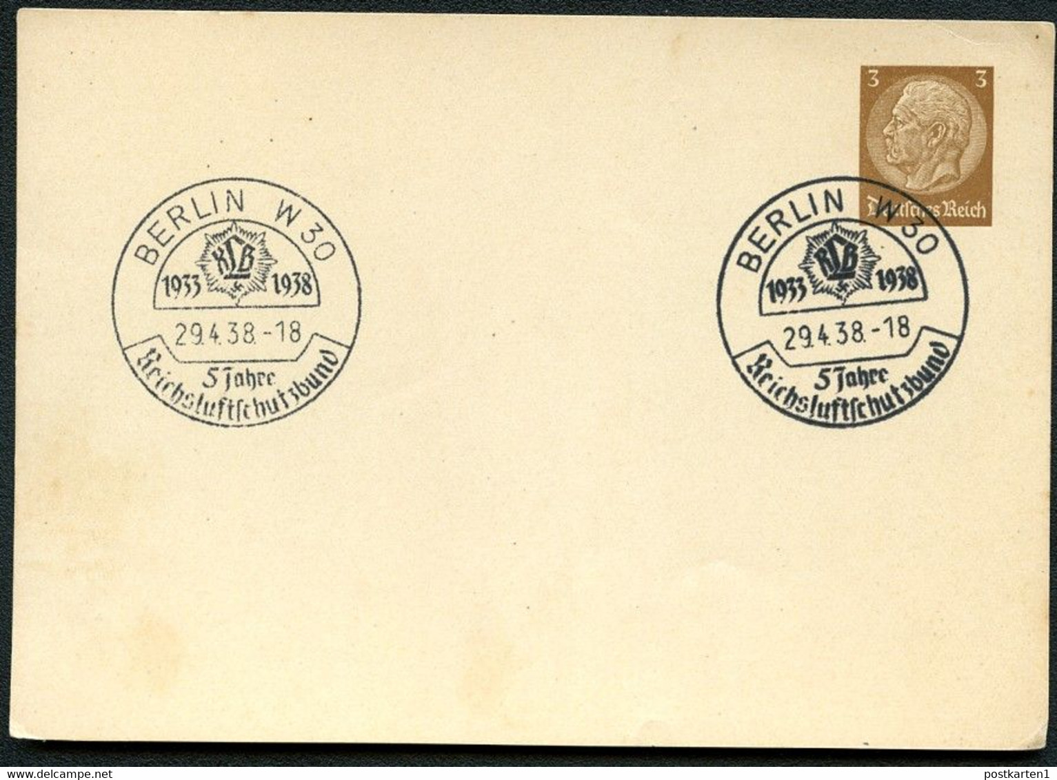 DR PP122/A1-03 Privat-Postkarte Sost LUFTSCHUTZBUND Berlin W30 1938 - Private Postwaardestukken