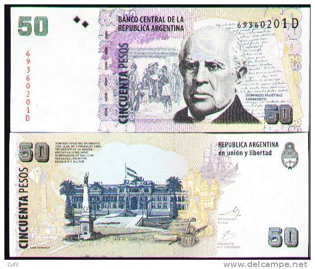 ARGENTINA (2002) - 50 PESOS  WPM 356 ND - UNC (sign. Marcó-Fellner) Series D - Argentine