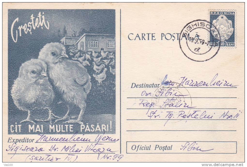 Chicken Eggs Hen Farm Farming Birds 1 STP 1956 Romania - Hoendervogels & Fazanten