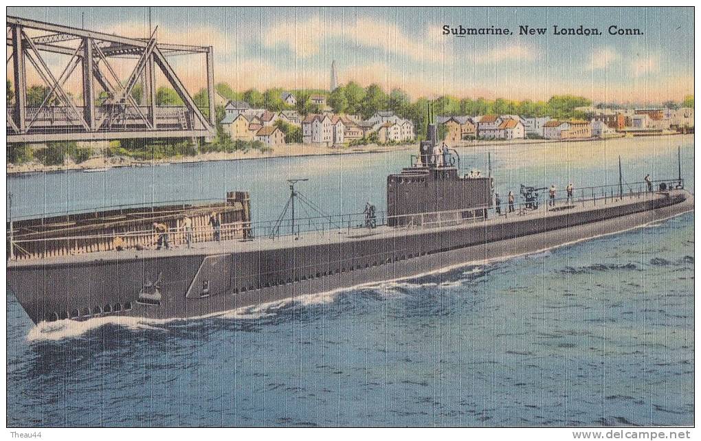 ¤¤  -   Bateau De Guerre   -  SOUS-MARIN  -  Submarine, New London , Conn  -  Carte Toilée  -  ¤¤ - Guerra