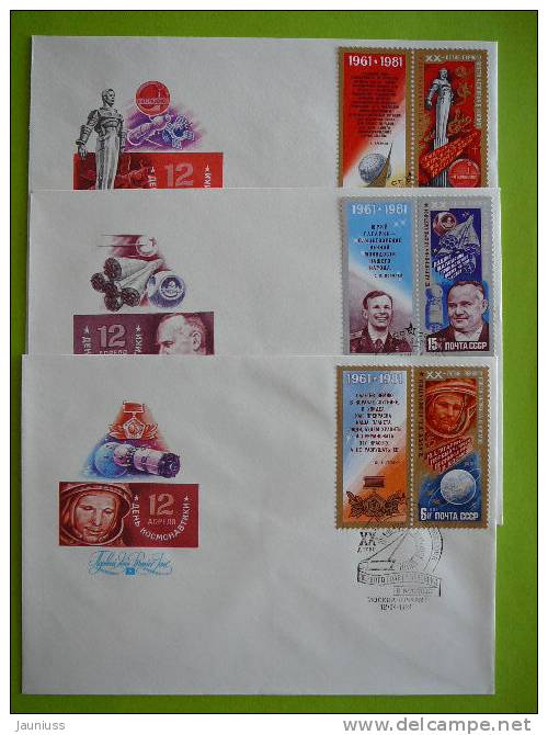 USSR Russia 1981 Space Gagarin Korolev Set Of 3 FDC - FDC