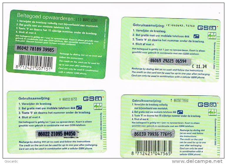 OLANDA (NETHERLANDS) - KPN TELECOM  (GSM RECHARGE)   -  LOT OF 4 DIFFERENT        -  USED  -  RIF. 4982 - Cartes GSM, Prépayées Et Recharges