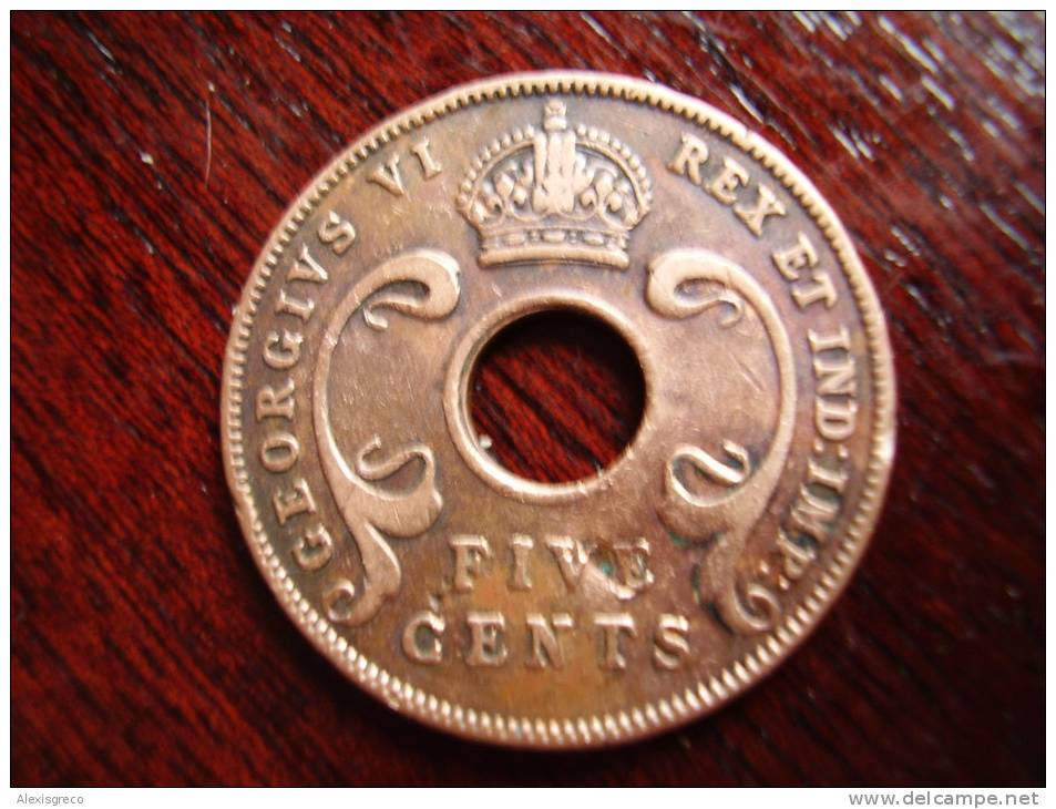 BRITISH EAST AFRICA USED FIVE CENT COIN BRONZE Of 1942 - British Colony