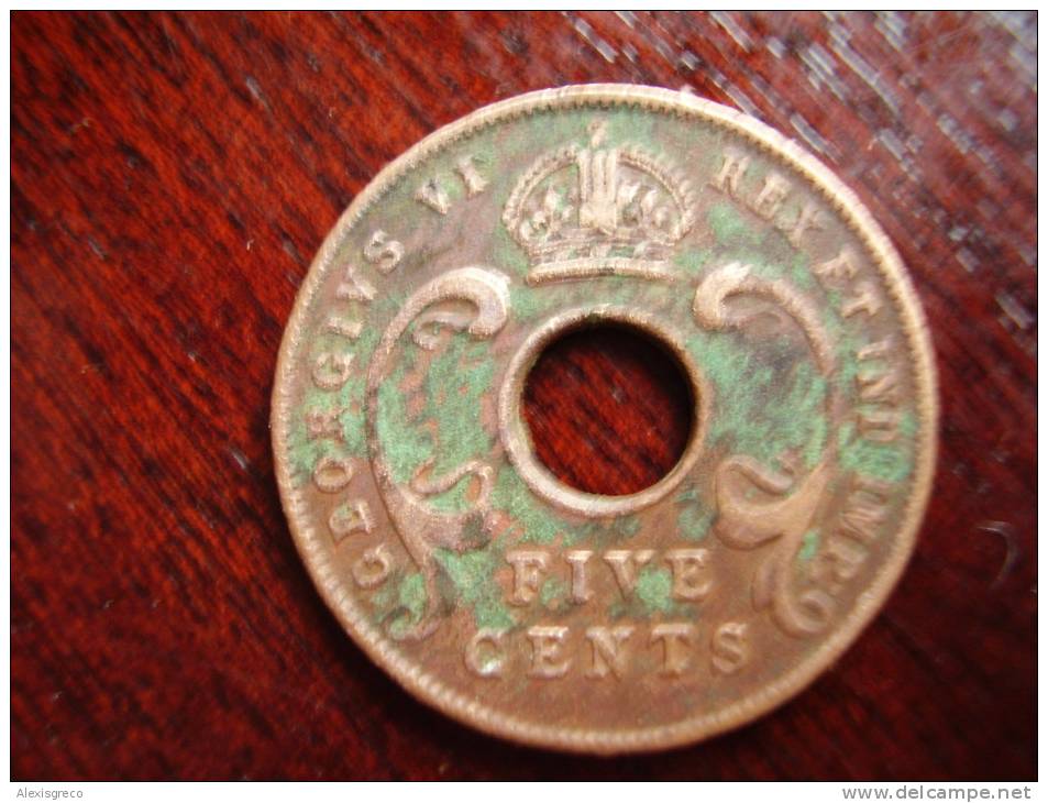 BRITISH EAST AFRICA USED FIVE CENT COIN BRONZE Of 1942 (SA) - Colonia Britannica