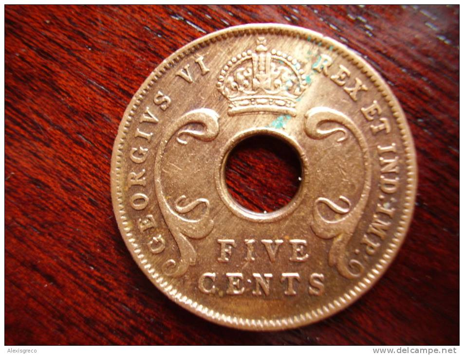 BRITISH EAST AFRICA USED FIVE CENT COIN BRONZE Of 1943 (SA) - British Colony