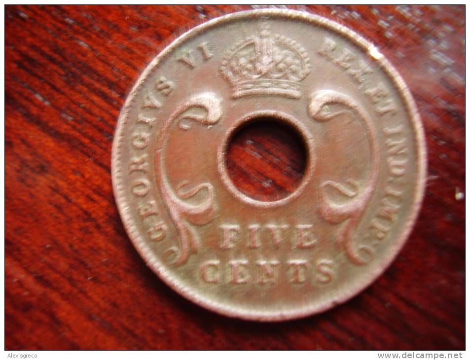 BRITISH EAST AFRICA USED FIVE CENT COIN BRONZE Of 1943 (SA) - British Colony