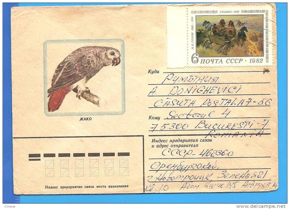 Birds, Bird, Parrots  Russia URSS. Postal Stationery Cover 1983 - Flamingo