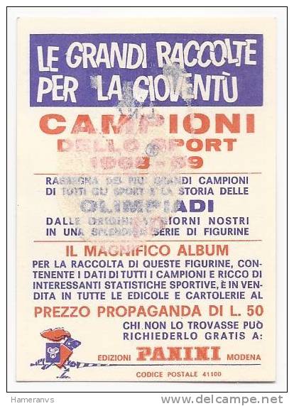 Italy Dorando Pietri - 1968/69 Panini Card - Edizione Italiana