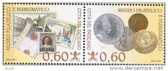 VATICANO – VATICAN CITY - VATICAN - 2007 - MUSEO FILATELICO E NUMISMATICO - 2 Francobolli ** MNH - Unused Stamps