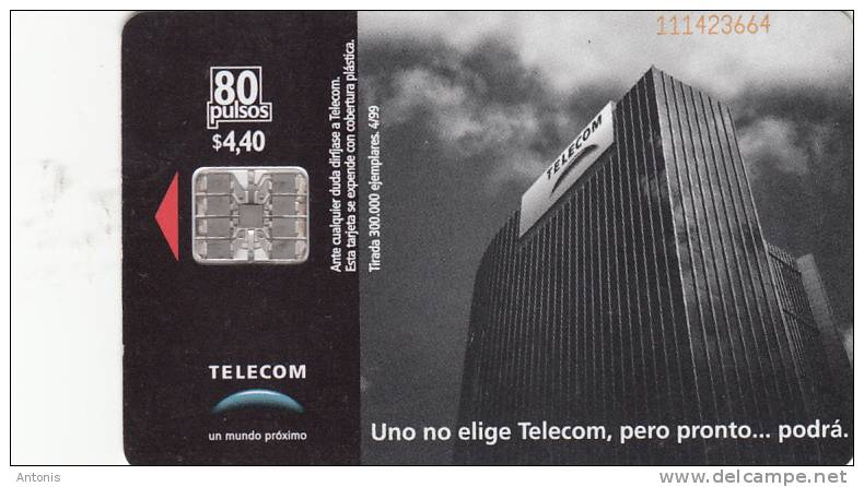 ARGENTINA - Telecom Building, Baby, Telecom Argentina Telecard, Chip SC7, 04/99, Used - Argentina