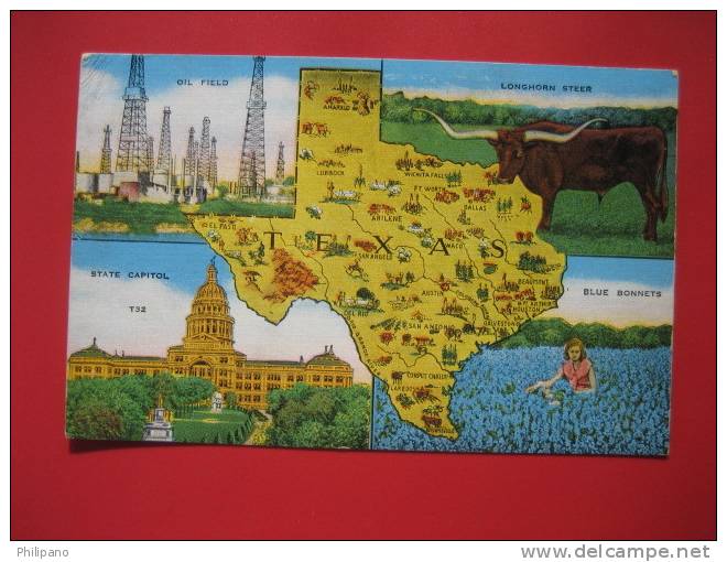 State Map Of Texas   Linen      === Ref 257 - Other & Unclassified