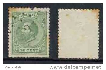 PAYS BAS / 1872-1888 # 24 GUILLAUME III - 20 C. VERT OBLITERE (ref T380) - Oblitérés