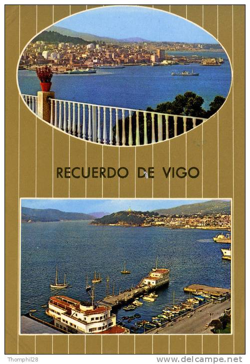 RECUERDO DE VIGO - Varios Aspectos / Carte Multivues De La Ville Et Du Port - 2 Scans - Pontevedra