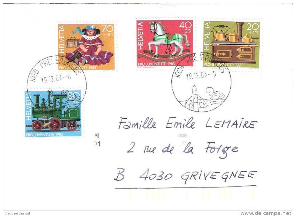 Suisse : Lettre Avec La Série Pro Juventute 1983 Complète. - Covers & Documents