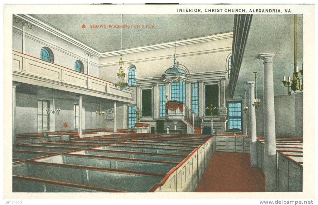 USA – United States – Interior, Christ Church, Alexandria, Va, 1920s Unused Postcard [P5703] - Alexandria