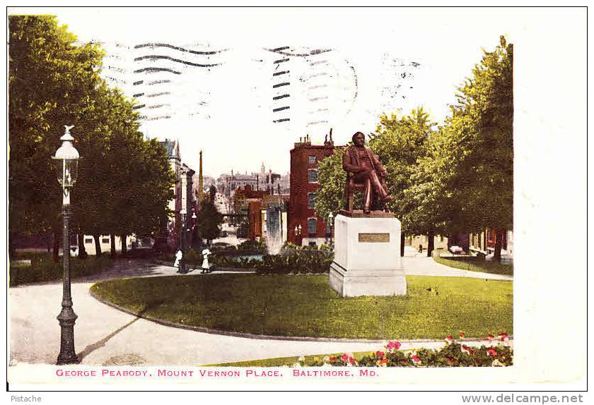 Old Vintage 1906 Mount Vernon Place Baltimore Maryland - Simple Back Postmark - 2 Scans - Baltimore