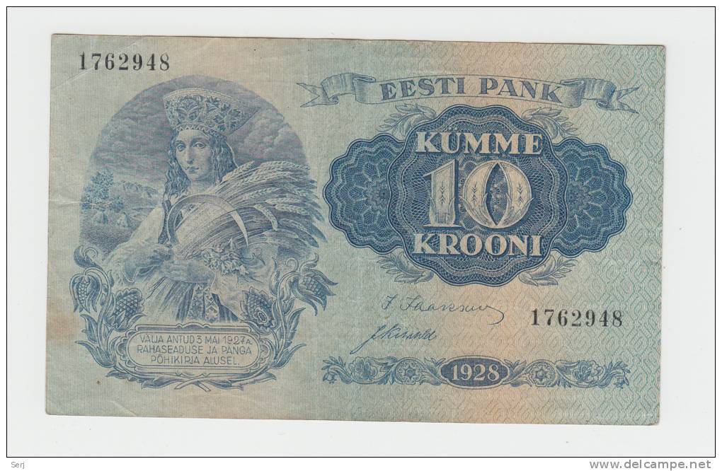 Estonia 10 Krooni 1928 VF++ P 63a 63 A - Estonia