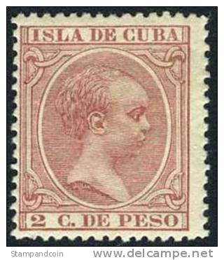 Spanish Cuba #139 Mint Hinged 2c Claret King Alfonso XIII From 1896 - Kuba (1874-1898)