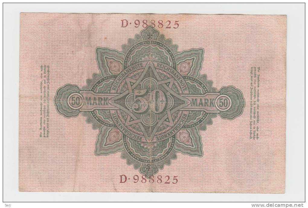 Germany 50 Mark 10-3- 1906 VF+ P 26a 26 A RARE Banknote - 50 Mark