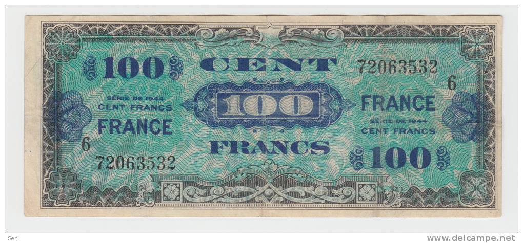 FRANCE 100 FRANCS 1944 VF+ P 123c 123 C - 1945 Verso Frankreich