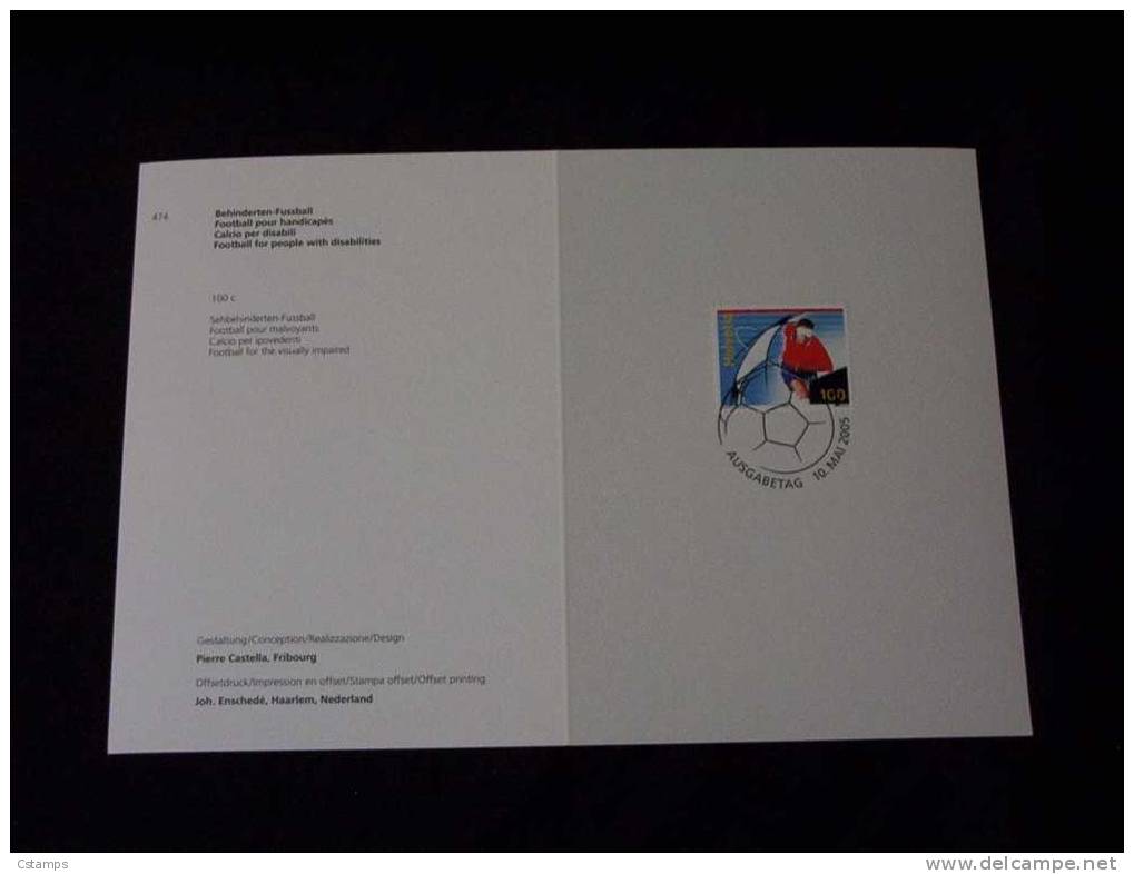 Fútbol Para No Videntes - 2005 - Suiza - Cover - Tarjeta Fdc - Handisport