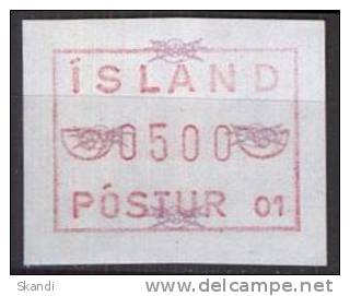 ISLAND 1983 Mi-Nr. ATM 1 Automatenmarke ** MNH - Franking Labels