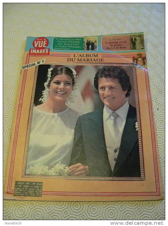 POINT DE VUE IMAGES DU MONDE N° 1563 Du 7 Juillet 1978 ( Mariage à Monaco ) - Gente